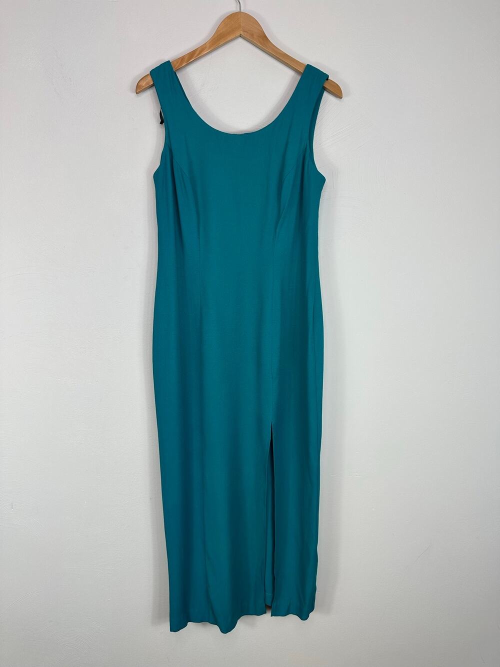 S.L. Fashions '00s Teal Sheath Dress with Front Slit